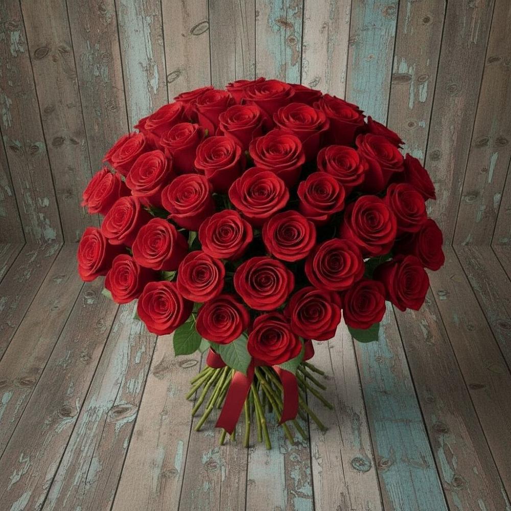 Букет 55 Красных роз Фридом в Селятино