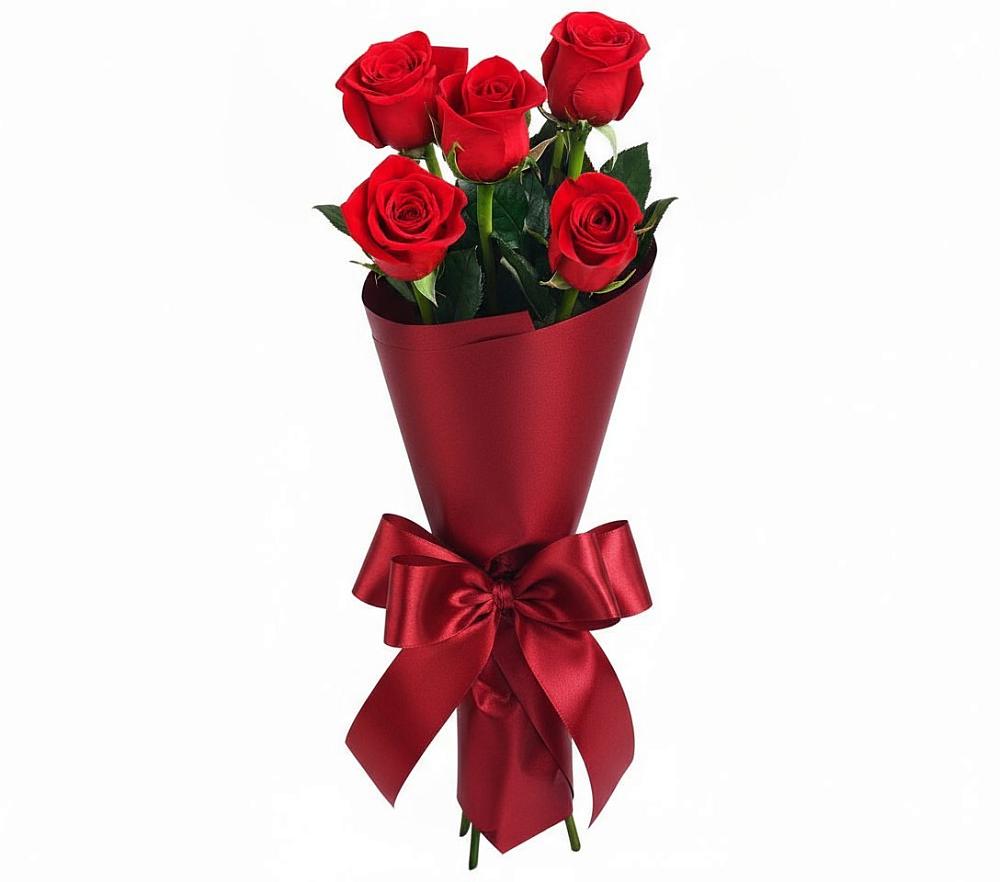 Букет 5 Красных роз Эдлесс Лав в Селятино