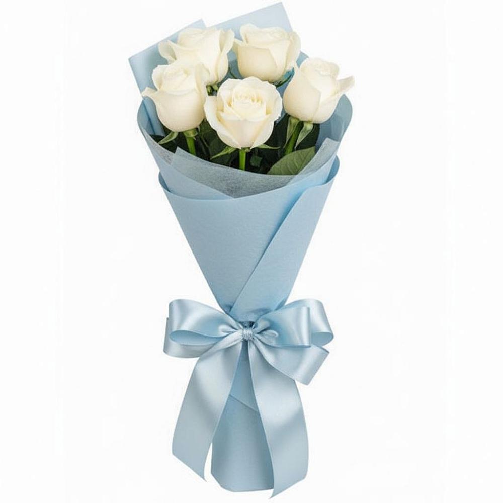 Букет 5 Белых роз Проуд в Селятино