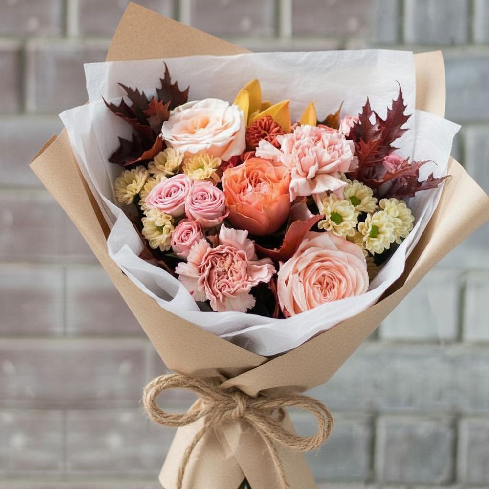 Букет цветов из: Гвоздики, Хризантемы и Розы в Селятино