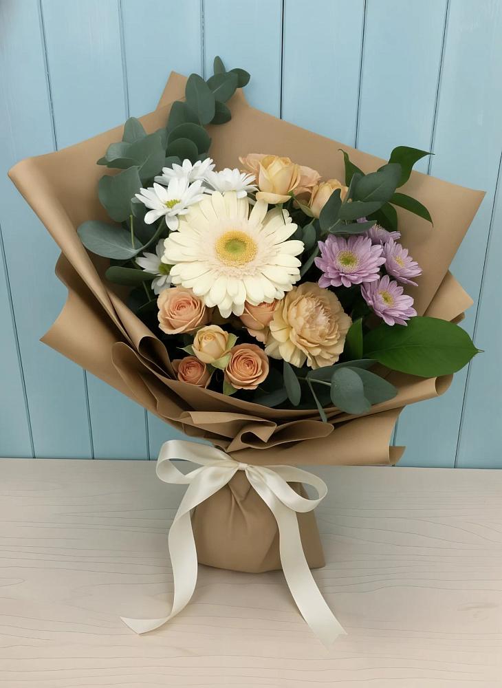 Букет цветов из: Герберы и Хризантемы в Селятино