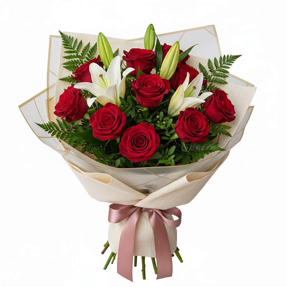 Букет цветов из: Лилии и Розы в Селятино