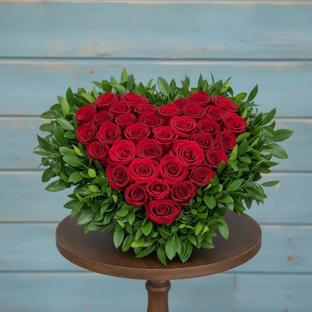 Цветочная композиция из Розы в виде сердца в Селятино